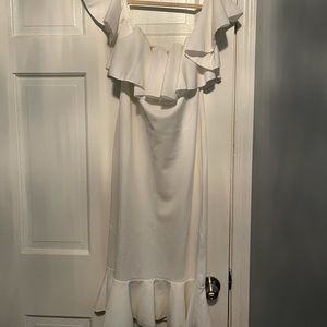 Ladies off white off the shoulder ruffled dress